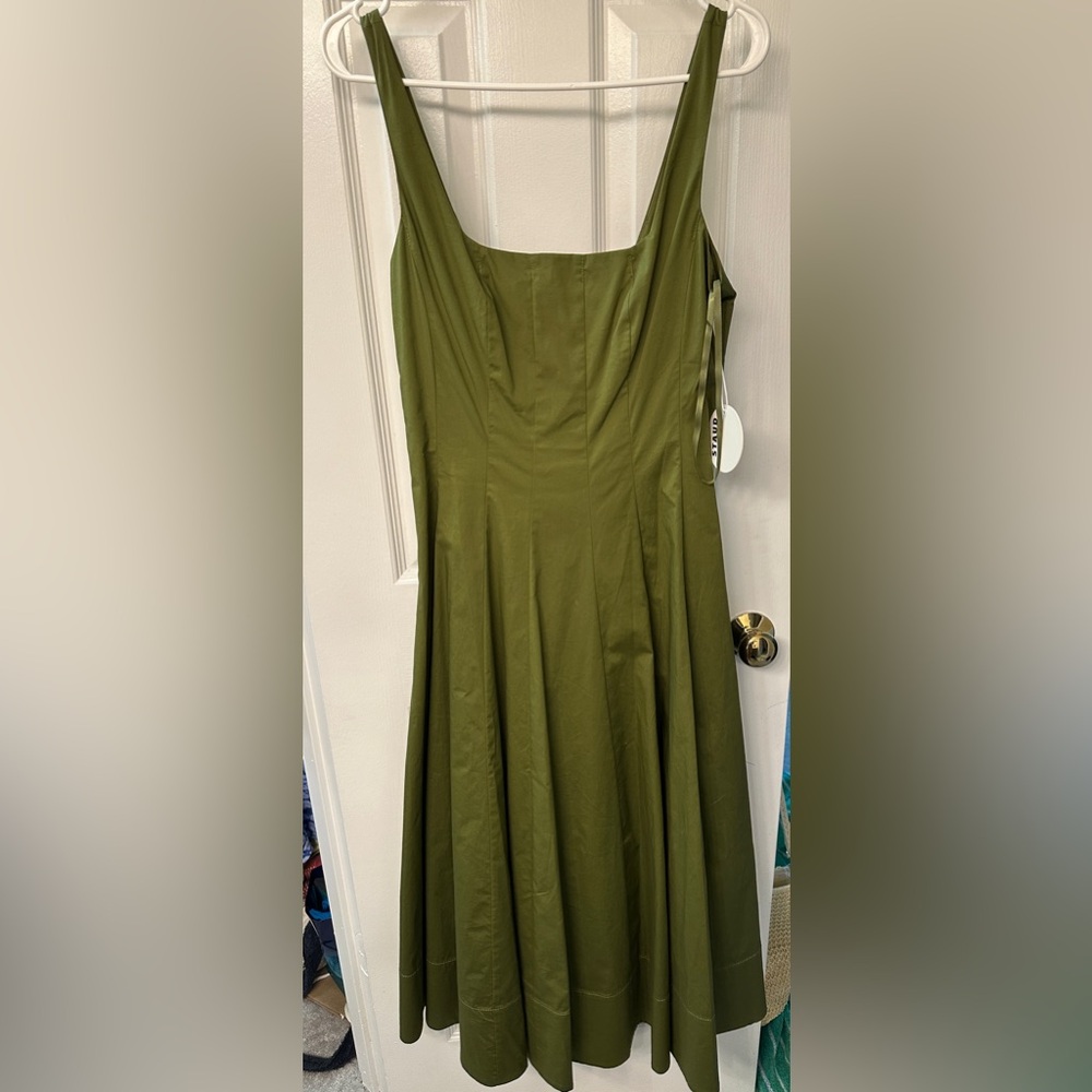 STAUD Olive Green Midi Dress